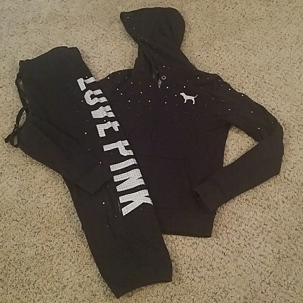 VS PINK Rhinestone Hoodie and Pant Set